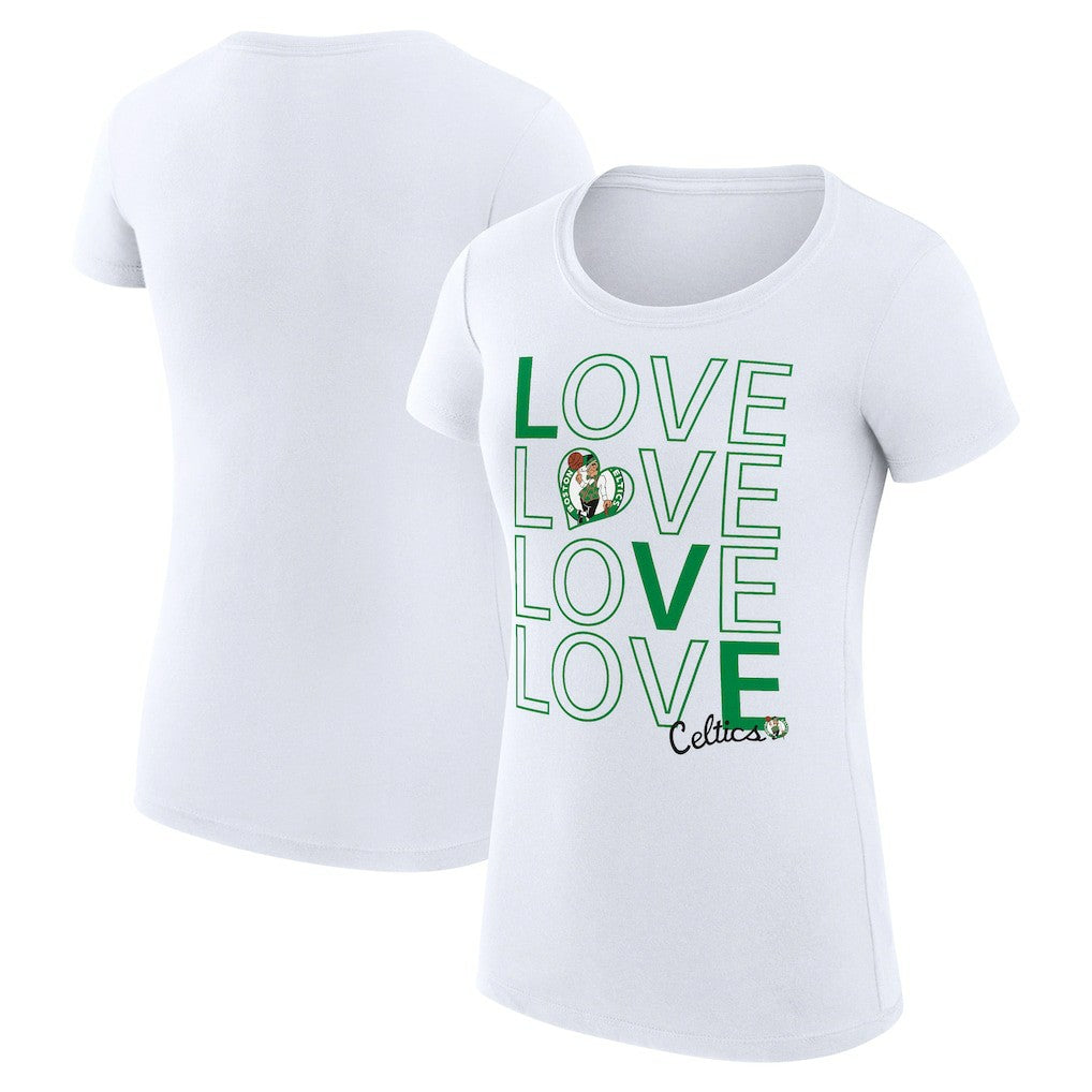 NBA - Boston Celtics G-III 4Her by Carl Banks Women's Super-Slim Fit Lightweight Basketball Love T-Shirt - White