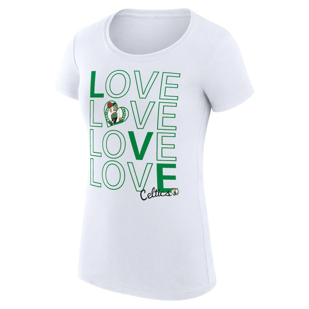 NBA - Boston Celtics G-III 4Her by Carl Banks Women's Super-Slim Fit Lightweight Basketball Love T-Shirt - White