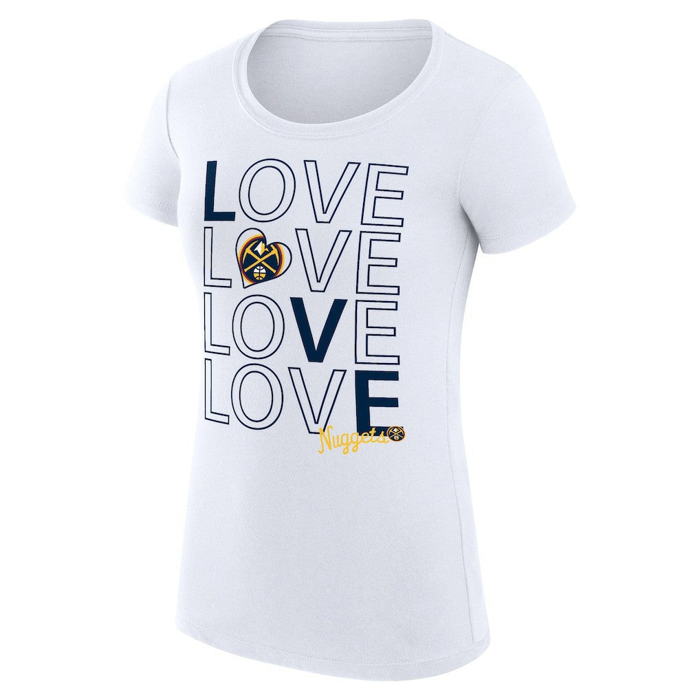 NBA - Denver Nuggets G-III 4Her by Carl Banks Women's Super-Slim Fit Lightweight Basketball Love T-Shirt - White