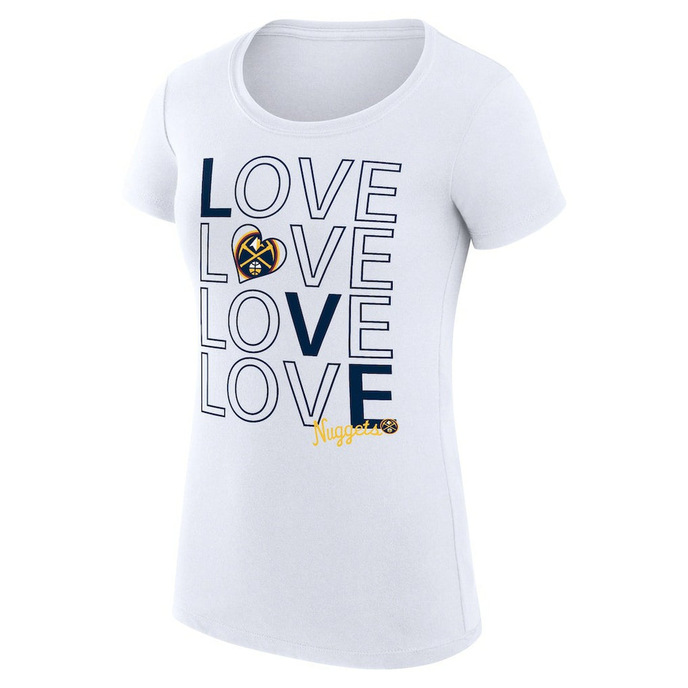 NBA - Denver Nuggets G-III 4Her by Carl Banks Women's Super-Slim Fit Lightweight Basketball Love T-Shirt - White
