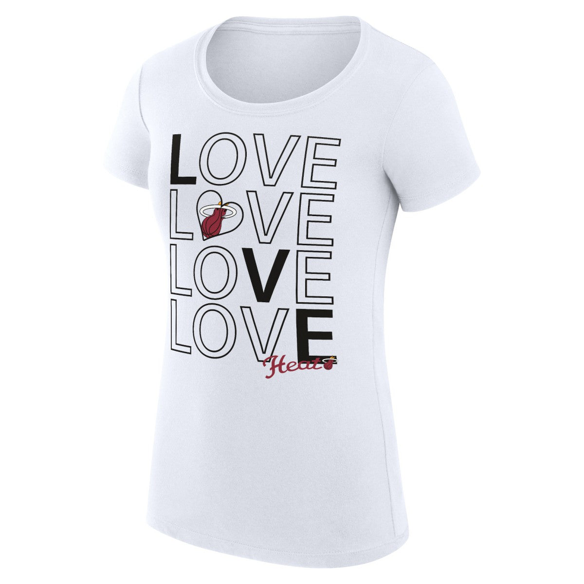 NBA - Miami Heat G-III 4Her by Carl Banks Women's Super-Slim Fit Lightweight Basketball Love T-Shirt - White