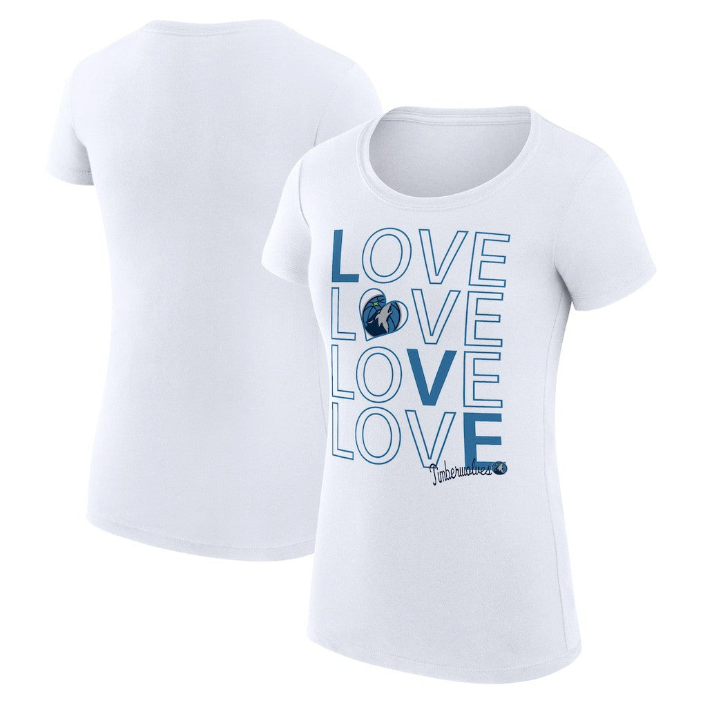 NBA - Minnesota Timberwolves G-III 4Her by Carl Banks Women's Super-Slim Fit Lightweight Basketball Love T-Shirt - White