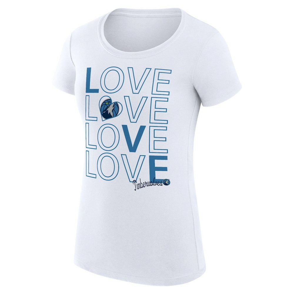 NBA - Minnesota Timberwolves G-III 4Her by Carl Banks Women's Super-Slim Fit Lightweight Basketball Love T-Shirt - White