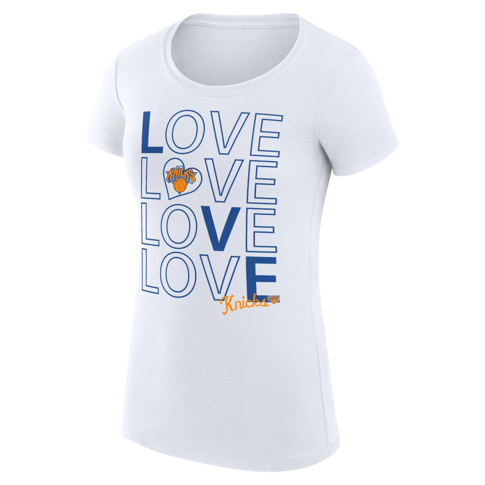 NBA - New York Knicks G-III 4Her by Carl Banks Women's Super-Slim Fit Lightweight Basketball Love T-Shirt - White
