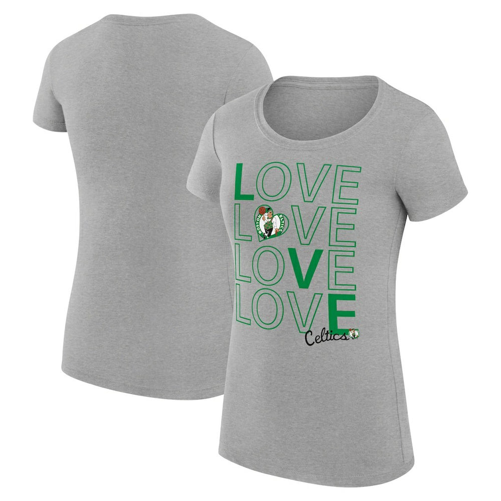 NBA - Boston Celtics G-III 4Her by Carl Banks Women's Super-Slim Fit Lightweight Basketball Love T-Shirt - Heather Gray