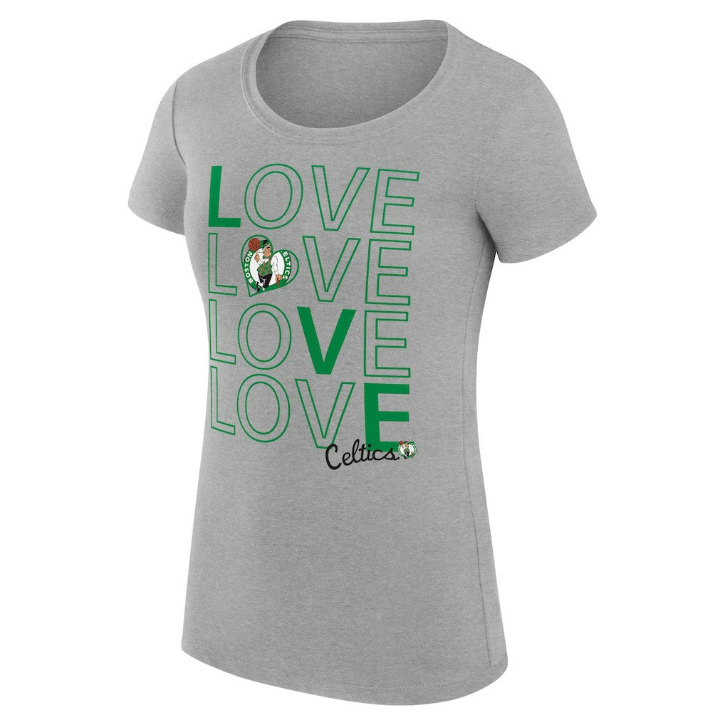NBA - Boston Celtics G-III 4Her by Carl Banks Women's Super-Slim Fit Lightweight Basketball Love T-Shirt - Heather Gray