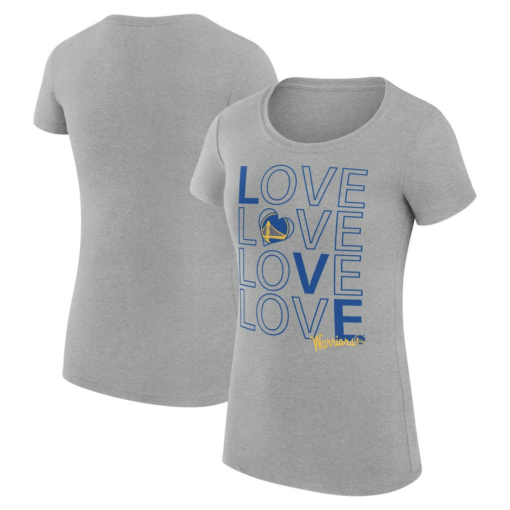 NBA - Golden State Warriors G-III 4Her by Carl Banks Women's Super-Slim Fit Lightweight Basketball Love T-Shirt - Heather Gray