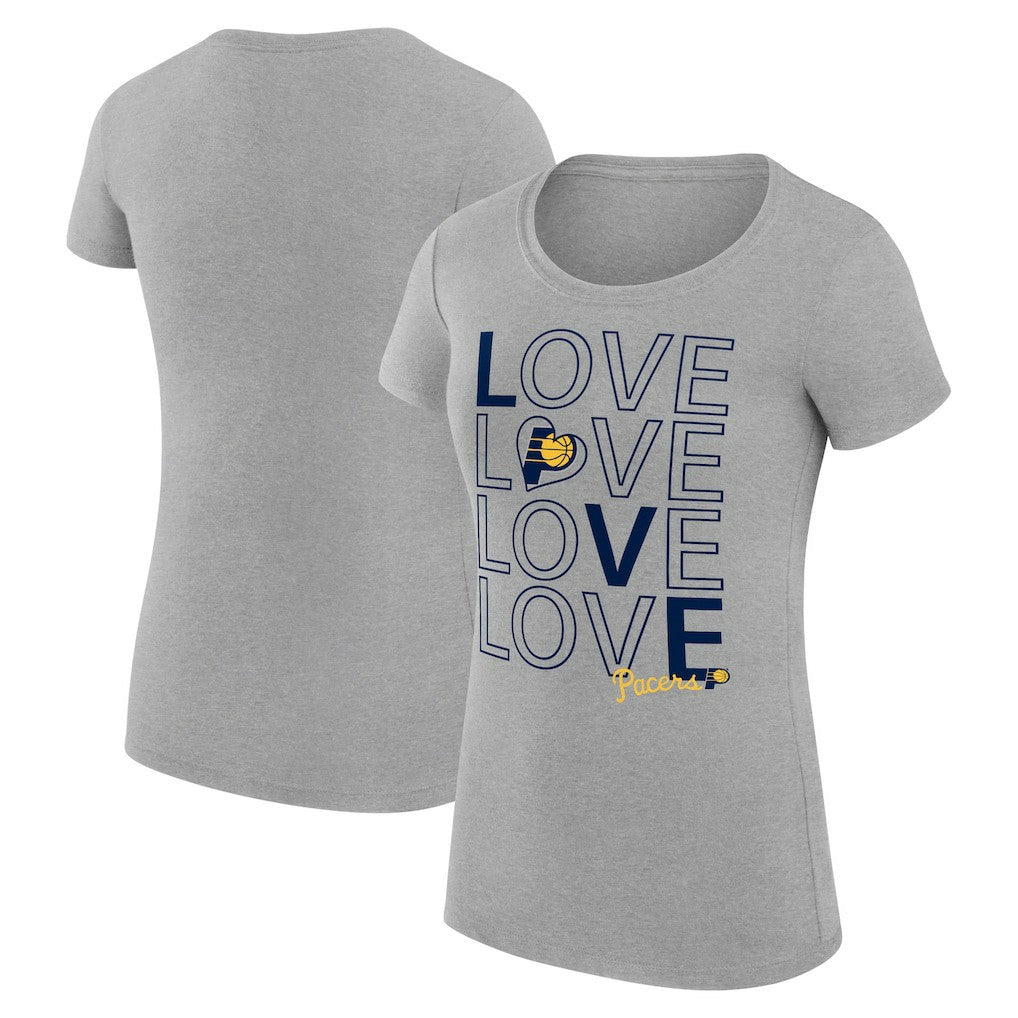 NBA - Indiana Pacers G-III 4Her by Carl Banks Women's Super-Slim Fit Lightweight Basketball Love T-Shirt - Heather Gray