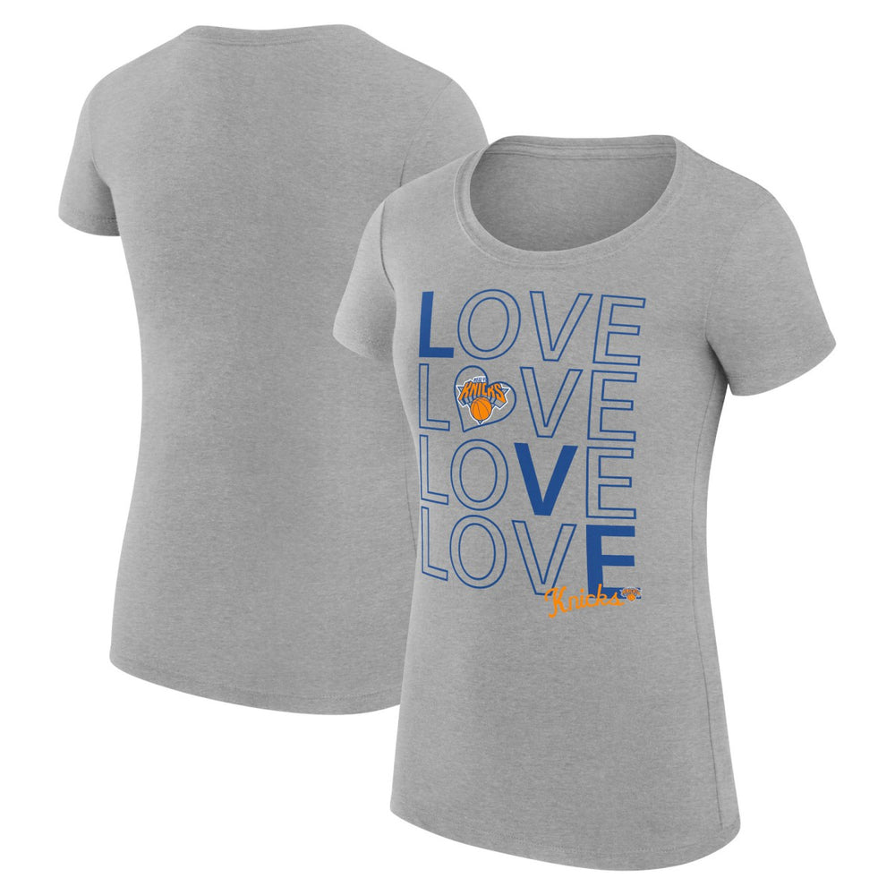 NBA - New York Knicks G-III 4Her by Carl Banks Women's Super-Slim Fit Lightweight Basketball Love T-Shirt - Heather Gray