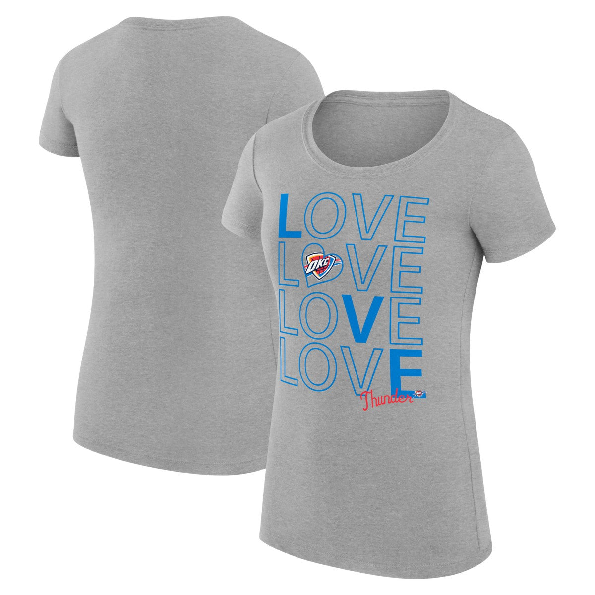 NBA - Oklahoma City Thunder G-III 4Her by Carl Banks Women's Super-Slim Fit Lightweight Basketball Love T-Shirt - Heather Gray
