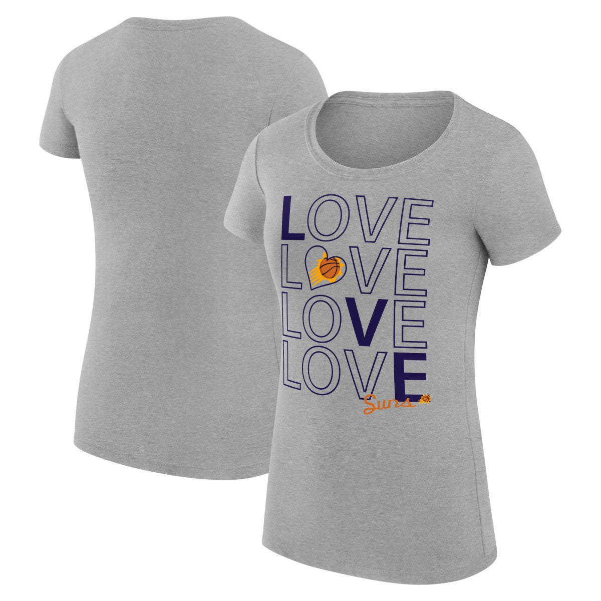 NBA - Phoenix Suns G-III 4Her by Carl Banks Women's Super-Slim Fit Lightweight Basketball Love T-Shirt - Heather Gray