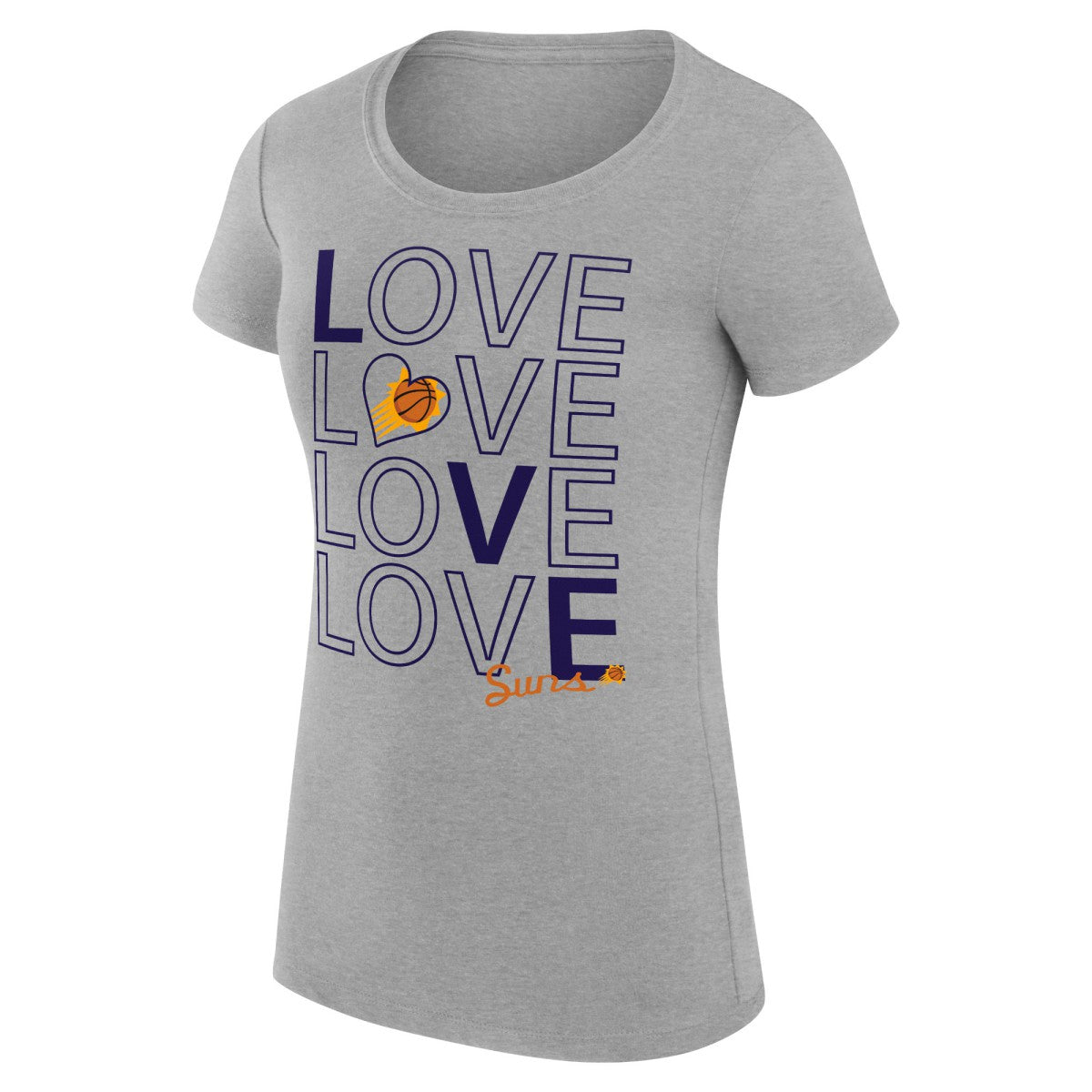 NBA - Phoenix Suns G-III 4Her by Carl Banks Women's Super-Slim Fit Lightweight Basketball Love T-Shirt - Heather Gray