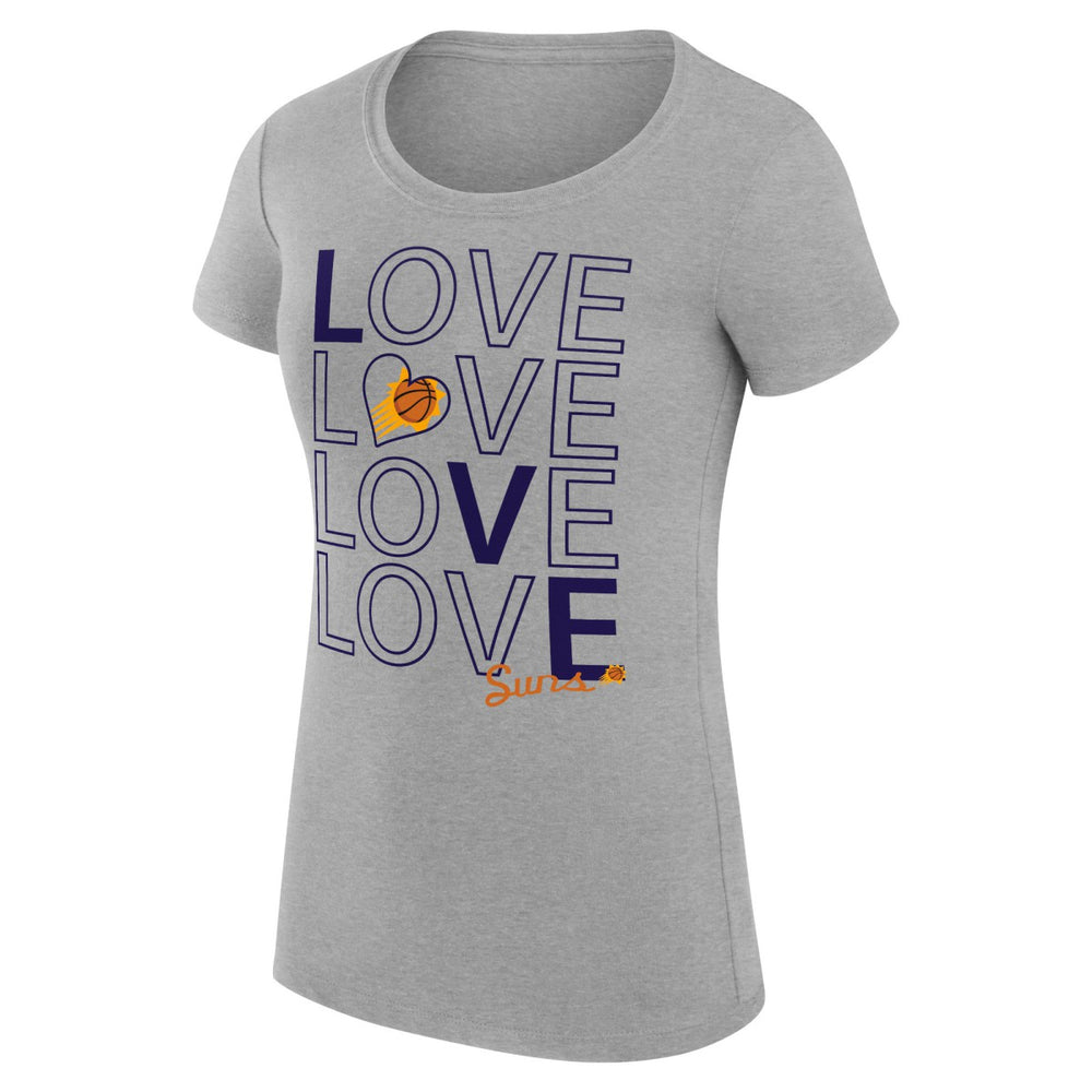 NBA - Phoenix Suns G-III 4Her by Carl Banks Women's Super-Slim Fit Lightweight Basketball Love T-Shirt - Heather Gray