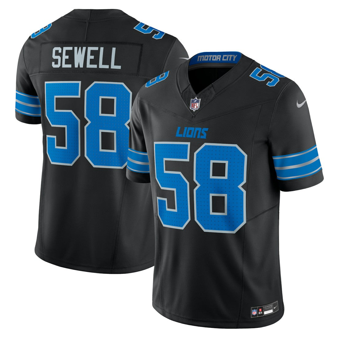 Penei Sewell Detroit Lions Vapor F.U.S.E. Alternate Limited Jersey Black - Nike