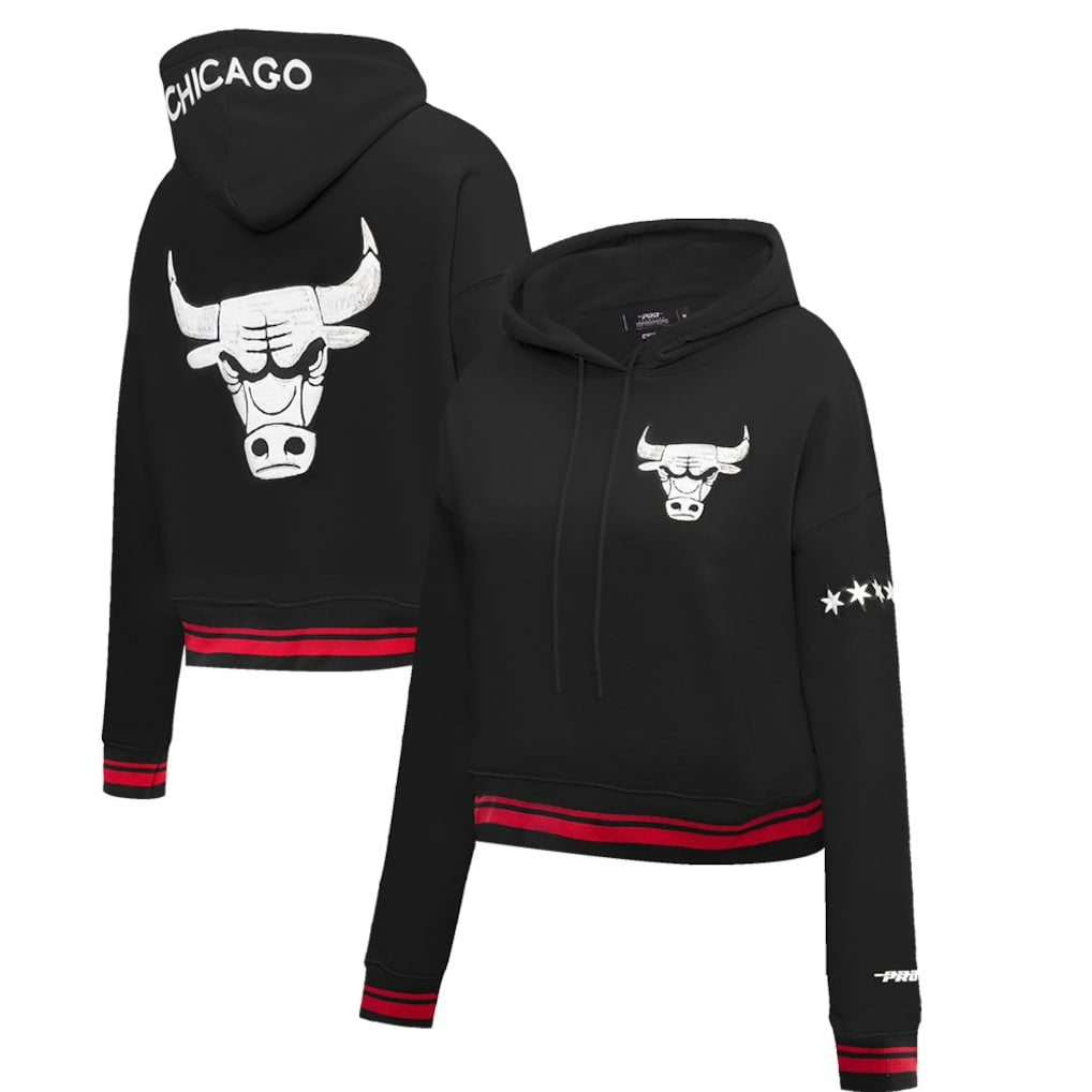 NBA - Chicago Bulls Pro Standard Women's 2023/24 City Edition Cropped Pullover Hoodie - Black