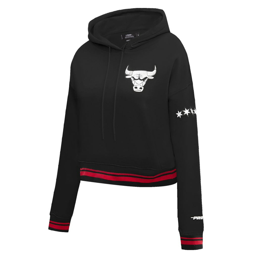 NBA - Chicago Bulls Pro Standard Women's 2023/24 City Edition Cropped Pullover Hoodie - Black