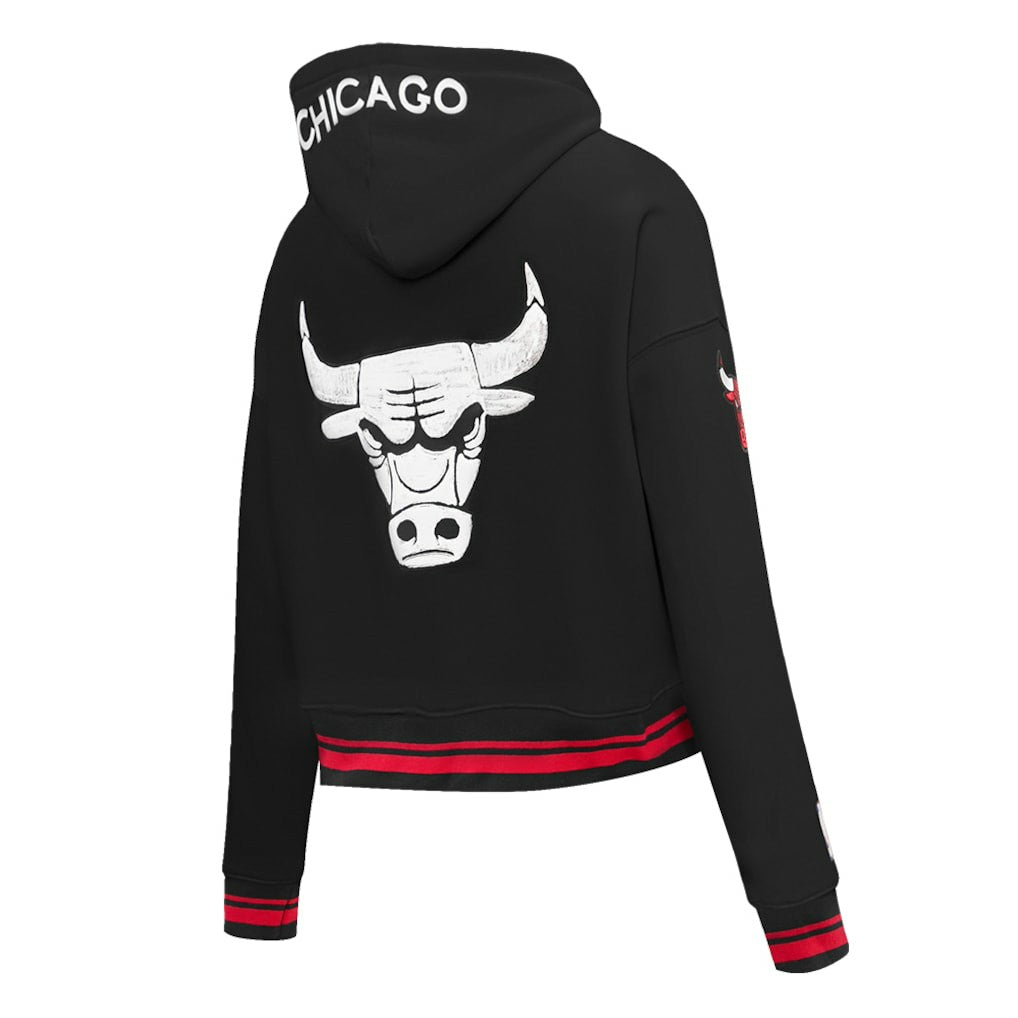 NBA - Chicago Bulls Pro Standard Women's 2023/24 City Edition Cropped Pullover Hoodie - Black