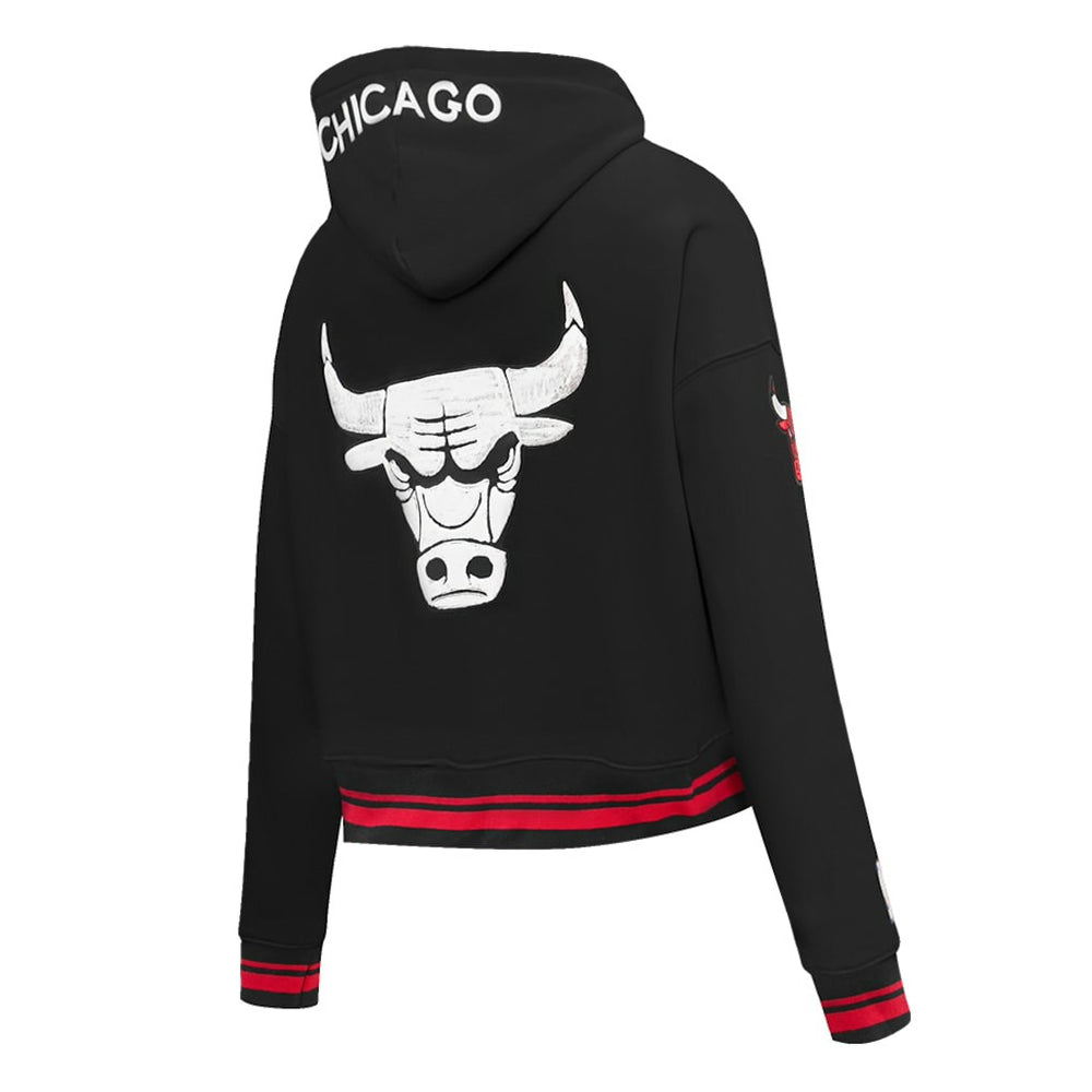 NBA - Chicago Bulls Pro Standard Women's 2023/24 City Edition Cropped Pullover Hoodie - Black