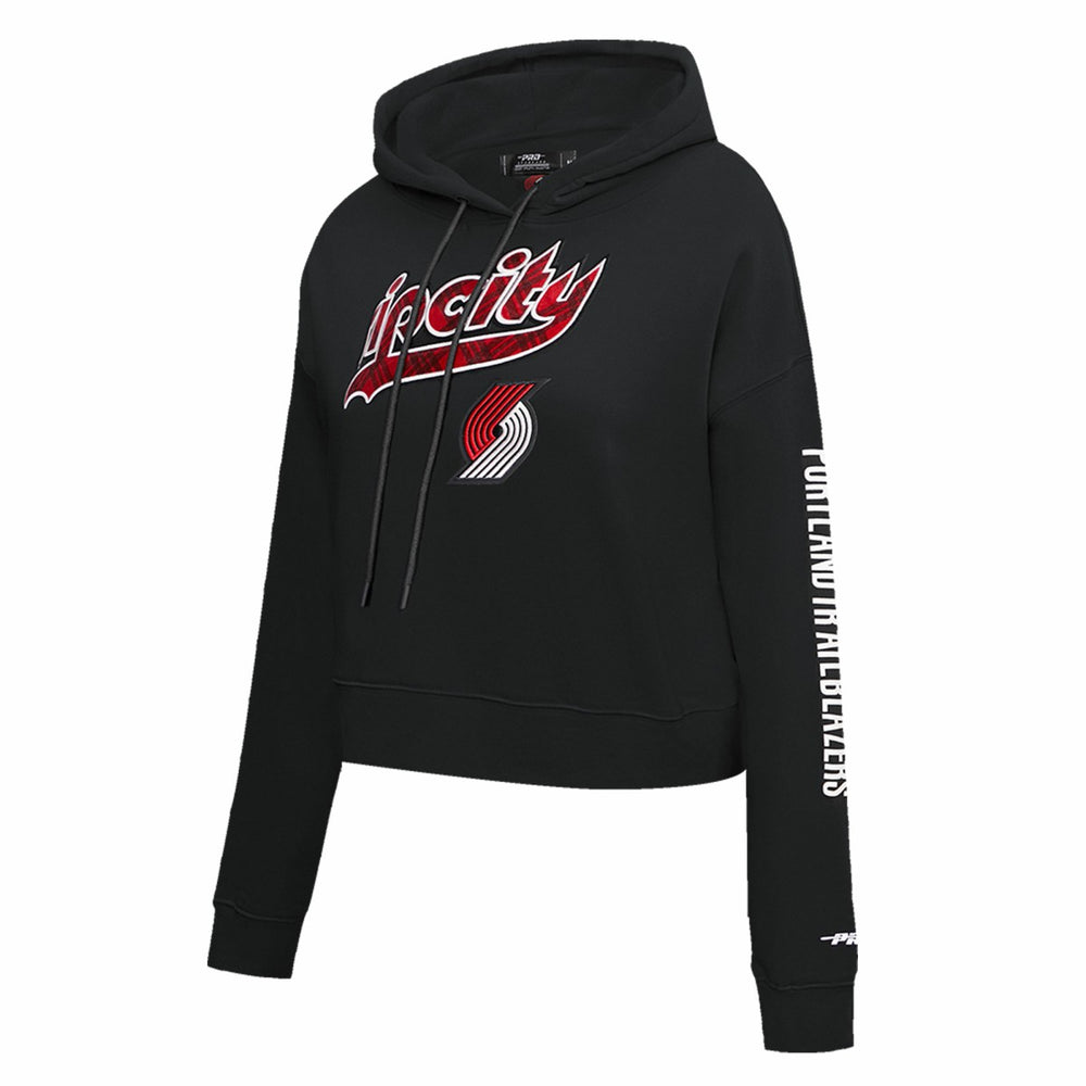 NBA - Portland Trail Blazers Pro Standard Women's 2023/24 City Edition Cropped Pullover Hoodie - Black