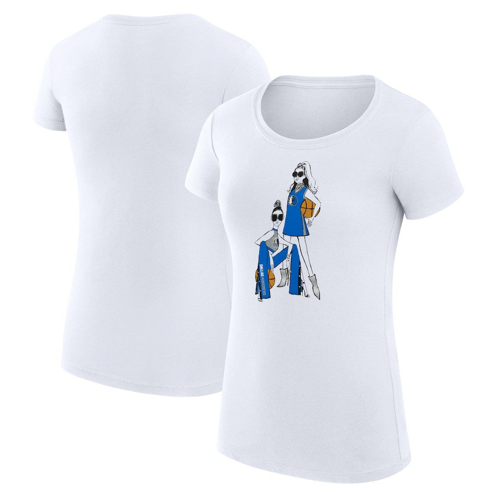 NBA - Dallas Mavericks G-III 4Her by Carl Banks Women's Super-Slim Fit Lightweight Basketball Girls T-Shirt - White