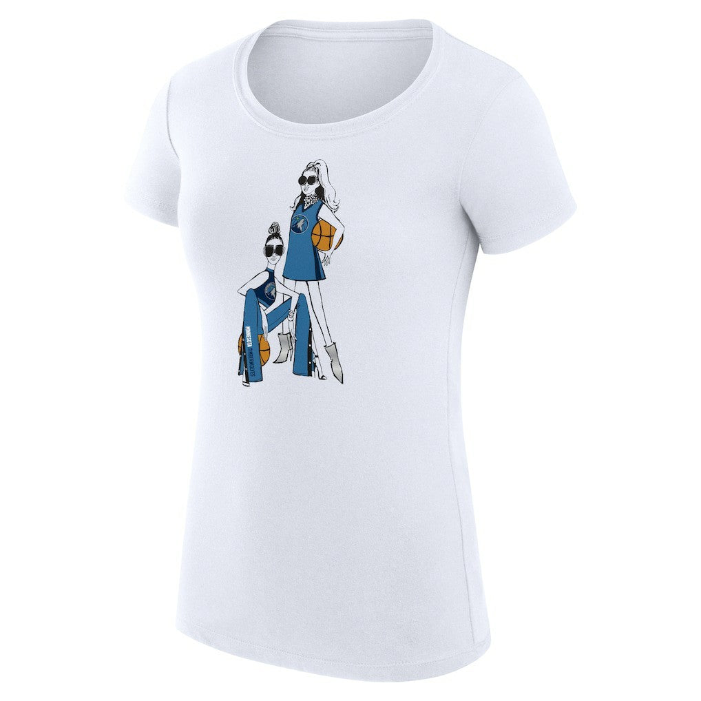 NBA - Minnesota Timberwolves G-III 4Her by Carl Banks Women's Super-Slim Fit Lightweight Basketball Girls T-Shirt - White