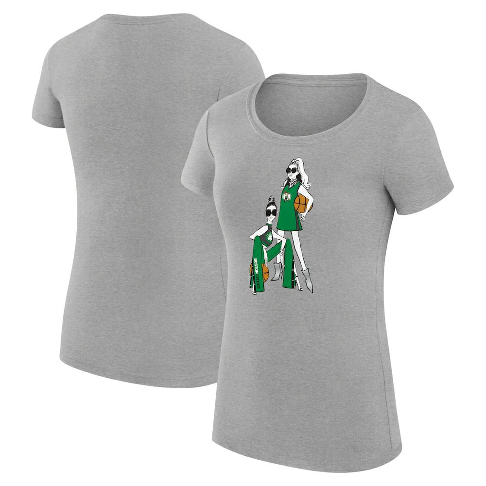 NBA - Boston Celtics G-III 4Her by Carl Banks Women's Super-Slim Fit Lightweight Basketball Girls T-Shirt - Heather Gray