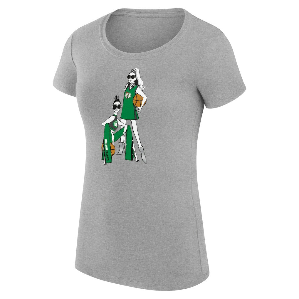 NBA - Boston Celtics G-III 4Her by Carl Banks Women's Super-Slim Fit Lightweight Basketball Girls T-Shirt - Heather Gray