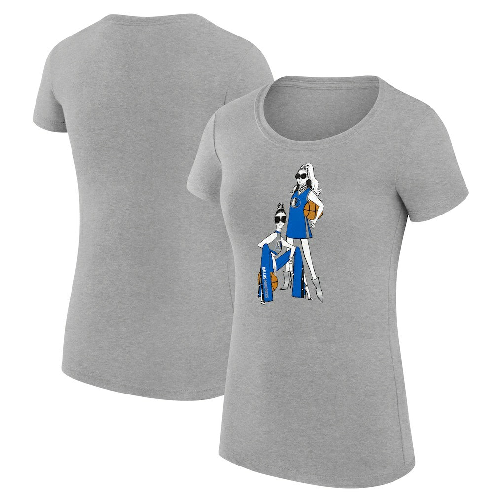 NBA - Dallas Mavericks G-III 4Her by Carl Banks Women's Super-Slim Fit Lightweight Basketball Girls T-Shirt - Heather Gray