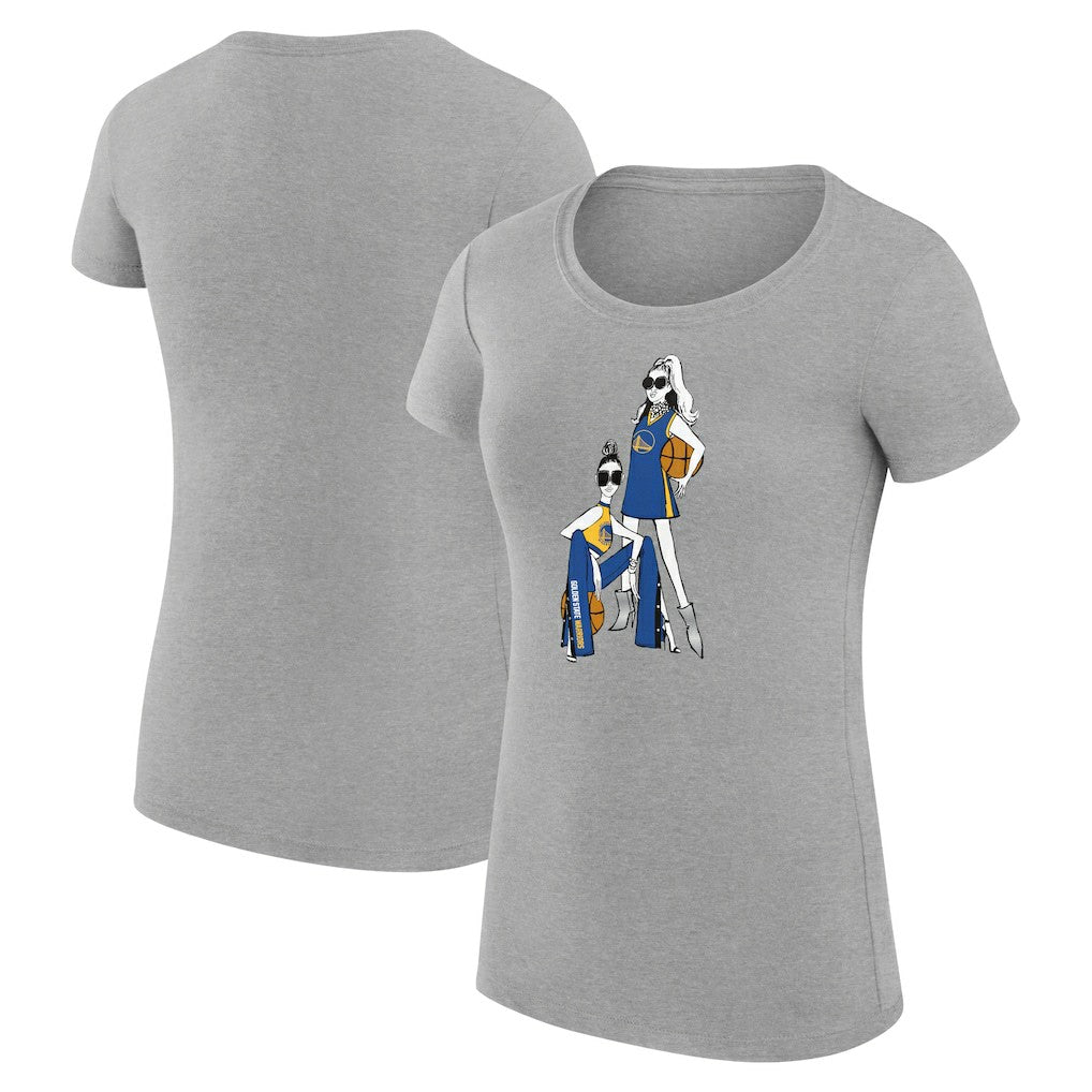 NBA - Golden State Warriors G-III 4Her by Carl Banks Women's Super-Slim Fit Lightweight Basketball Girls T-Shirt - Heather Gray