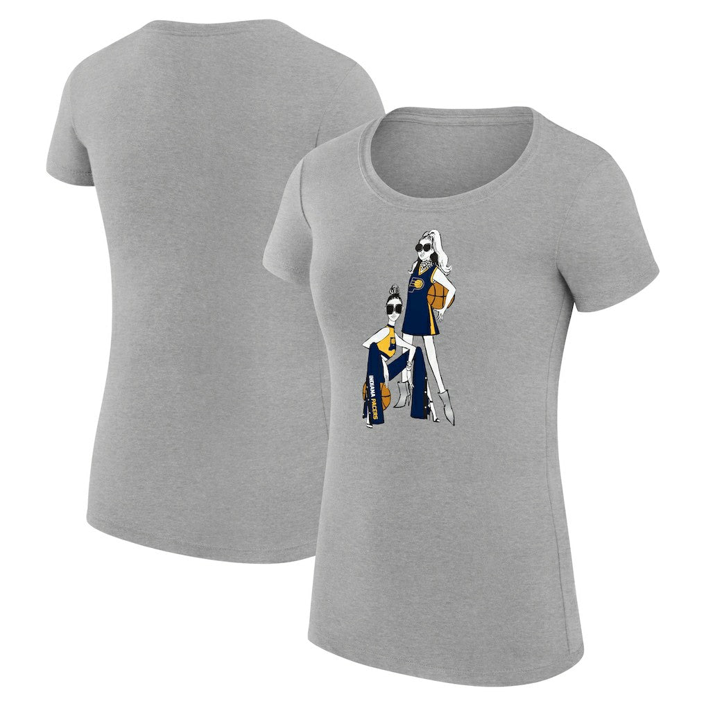 NBA - Indiana Pacers G-III 4Her by Carl Banks Women's Super-Slim Fit Lightweight Basketball Girls T-Shirt - Heather Gray