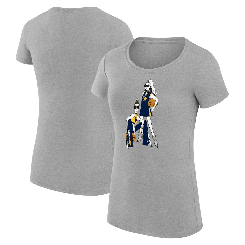 NBA - Indiana Pacers G-III 4Her by Carl Banks Women's Super-Slim Fit Lightweight Basketball Girls T-Shirt - Heather Gray