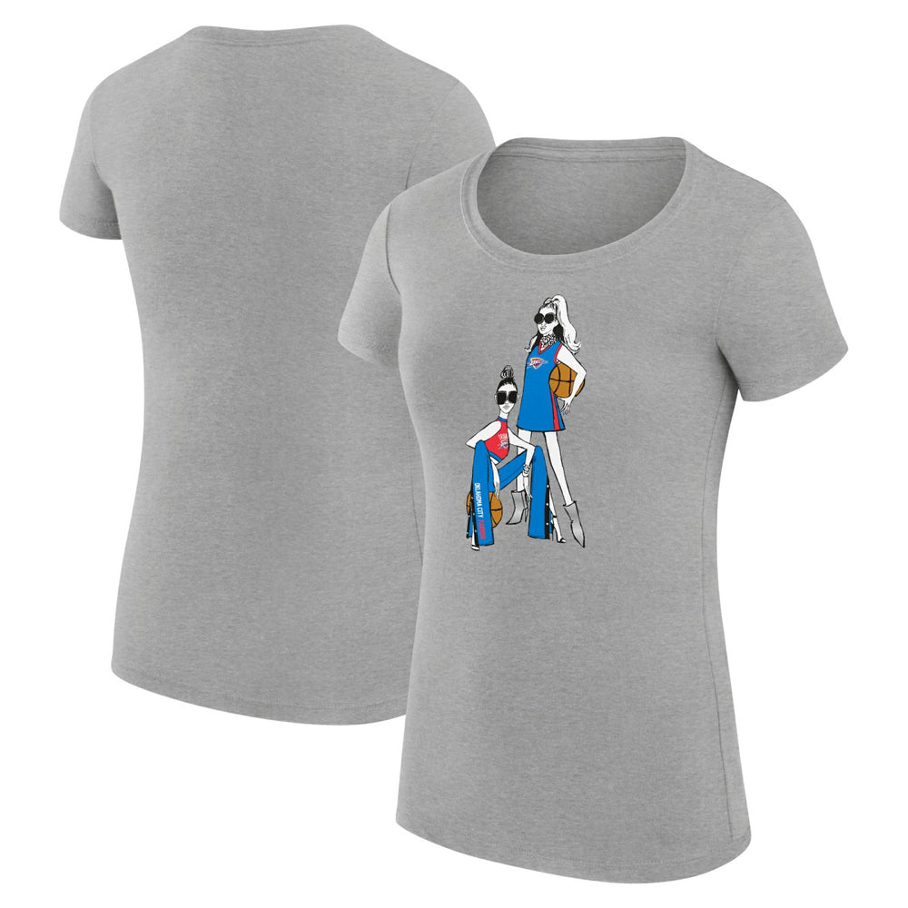 NBA - Oklahoma City Thunder G-III 4Her by Carl Banks Women's Super-Slim Fit Lightweight Basketball Girls T-Shirt - Heather Gray