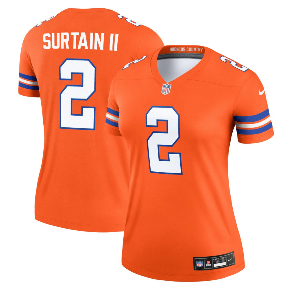 Patrick Surtain II Denver Broncos Women's Alternate Legend Player Performance Top Mile High Collection 1977 Throwback Orange - Nike