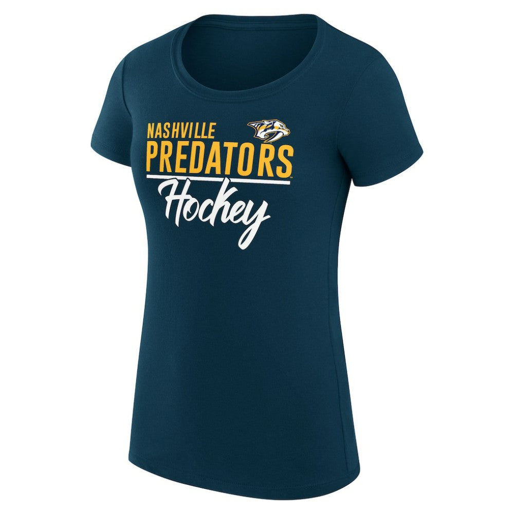 Nashville Predators - G-III 4Her by Carl Banks Women's Super-Slim Fit Lightweight Team Sport T-Shirt Navy