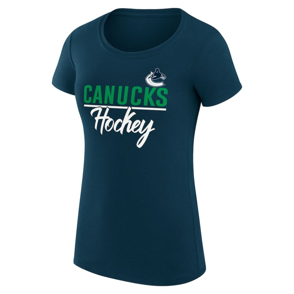 Vancouver Canucks - G-III 4Her by Carl Banks Women's Super-Slim Fit Lightweight Team Sport T-Shirt Navy