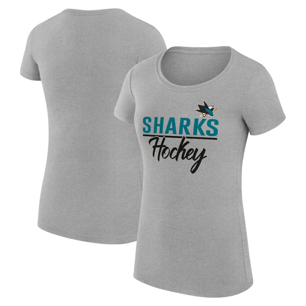 San Jose Sharks - G-III 4Her by Carl Banks Women's Super-Slim Fit Lightweight Team Sport T-Shirt Gray