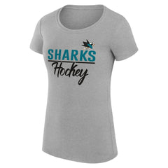 San Jose Sharks - G-III 4Her by Carl Banks Women's Super-Slim Fit Lightweight Team Sport T-Shirt Gray