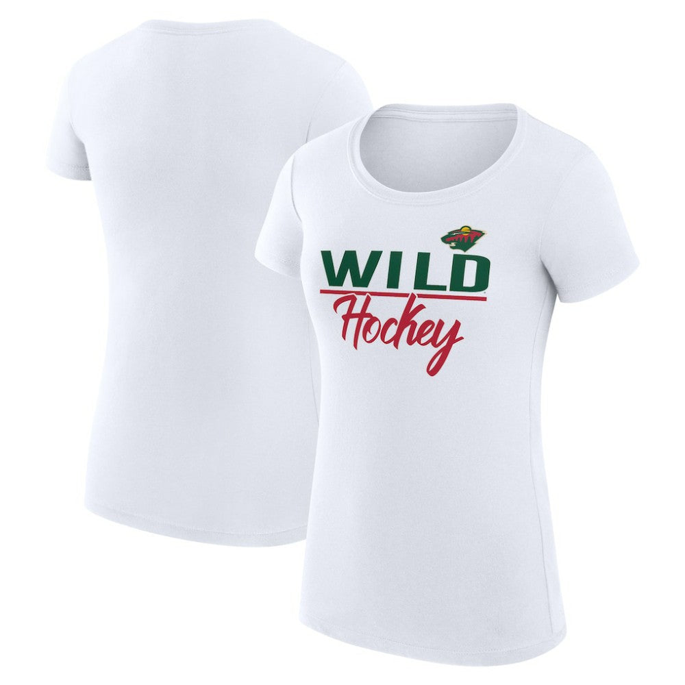 Minnesota Wild - G-III 4Her by Carl Banks Women's Super-Slim Fit Lightweight Team Sport T-Shirt White