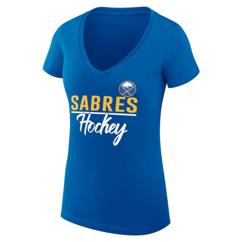 Buffalo Sabres - G-III 4Her by Carl Banks Women's Super-Slim Fit Lightweight Team Sport V-Neck T-Shirt Royal