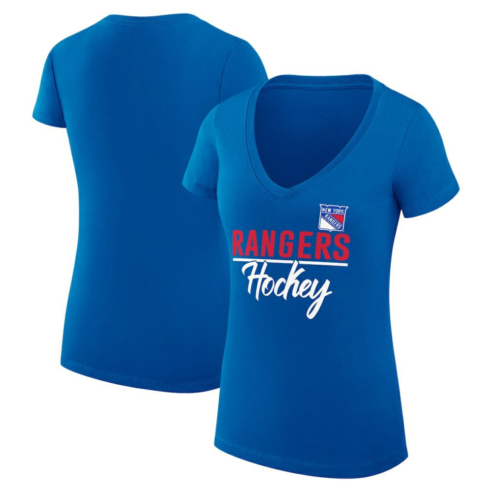 New York Rangers G-III 4Her by Carl Banks Women's Super-Slim Fit Lightweight Team Sport V-Neck T-Shirt Blue
