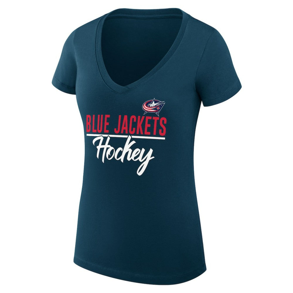 Columbus Blue Jackets - G-III 4Her by Carl Banks Women's Super-Slim Fit Lightweight Graphic T-Shirt Navy