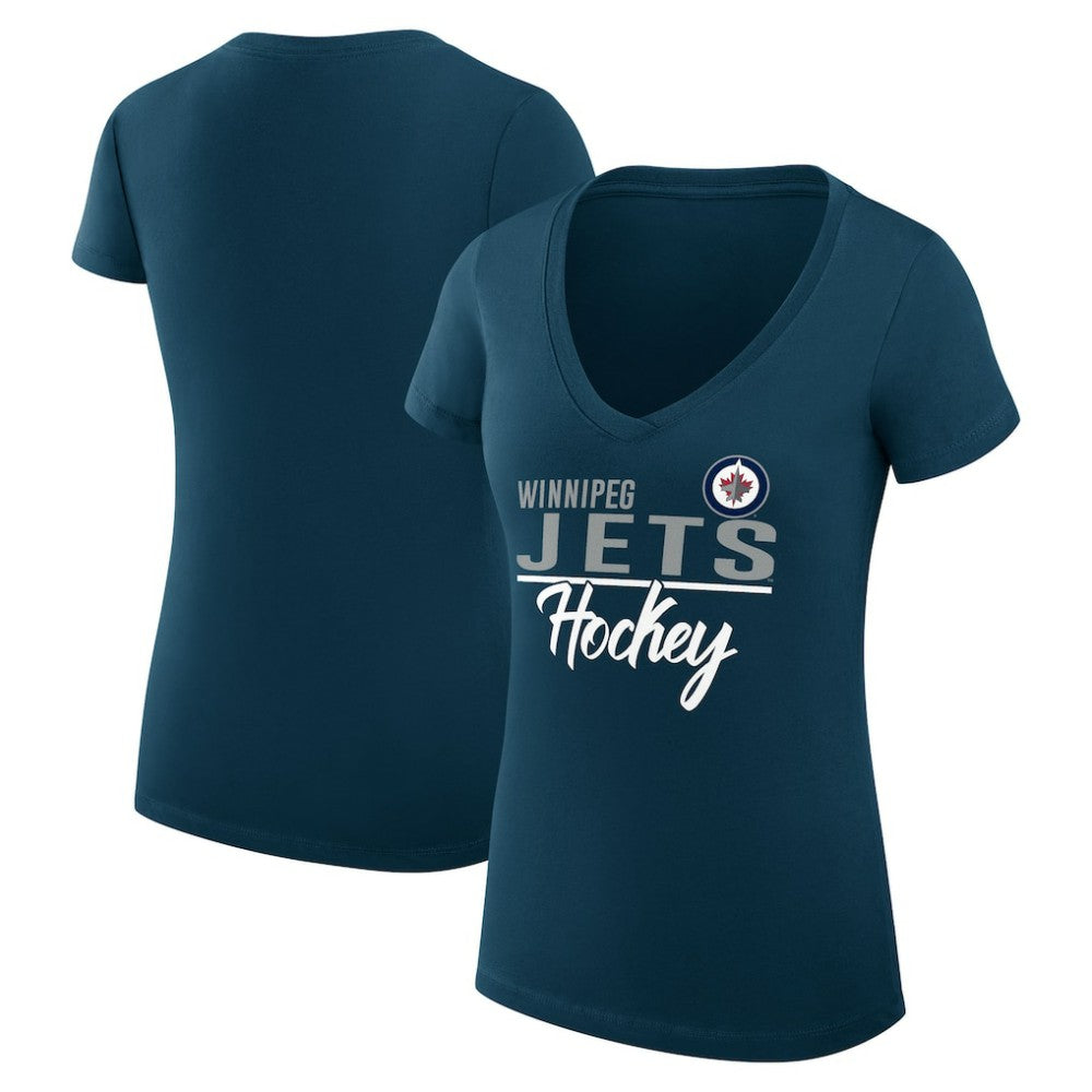 Winnipeg Jets - G-III 4Her by Carl Banks Women's Super-Slim Fit Lightweight Graphic T-Shirt Navy