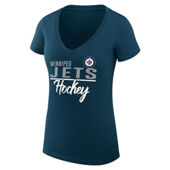 Winnipeg Jets - G-III 4Her by Carl Banks Women's Super-Slim Fit Lightweight Graphic T-Shirt Navy