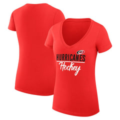 Carolina Hurricanes - G-III 4Her by Carl Banks Women's Super-Slim Fit Lightweight Graphic V-Neck T-Shirt Red