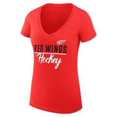 Detroit Red Wings - G-III 4Her by Carl Banks Women's Super-Slim Fit Lightweight Graphic V-Neck T-Shirt Red