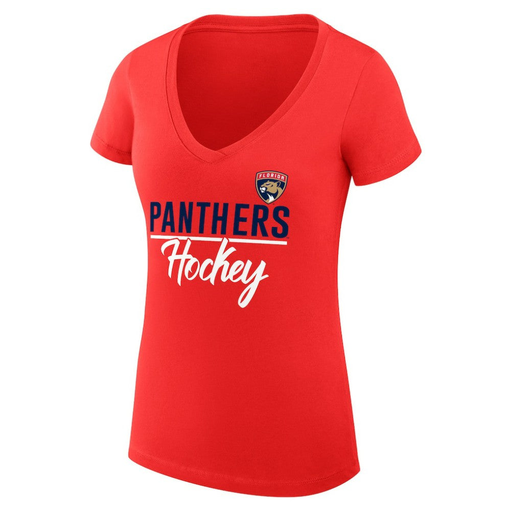 Florida Panthers - G-III 4Her by Carl Banks Women's Super-Slim Fit Lightweight Graphic V-Neck T-Shirt Red
