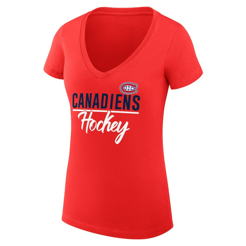 Montreal Canadiens - G-III 4Her by Carl Banks Women's Super-Slim Fit Lightweight Graphic V-Neck T-Shirt Red