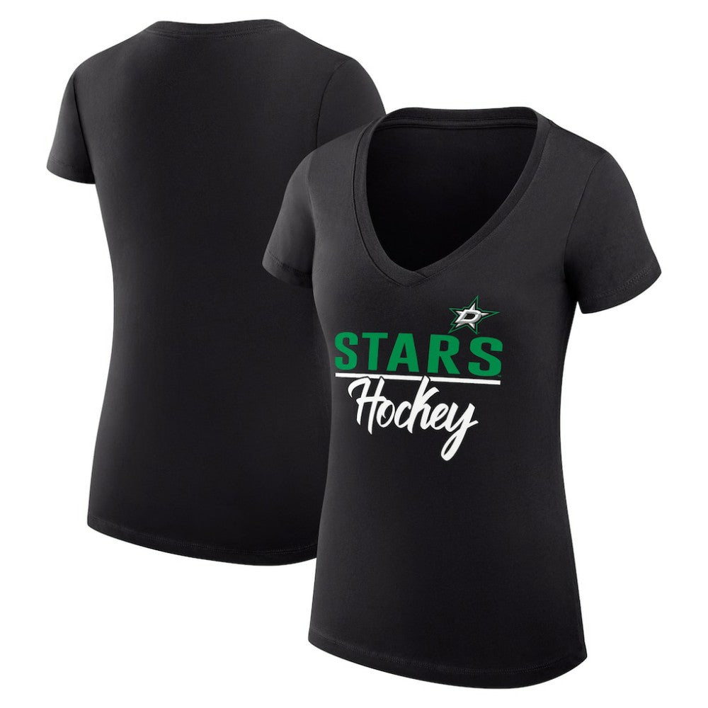 Dallas Stars - G-III 4Her by Carl Banks Women's Super-Slim Fit Lightweight Graphic V-Neck T-Shirt Black
