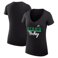 Dallas Stars - G-III 4Her by Carl Banks Women's Super-Slim Fit Lightweight Graphic V-Neck T-Shirt Black