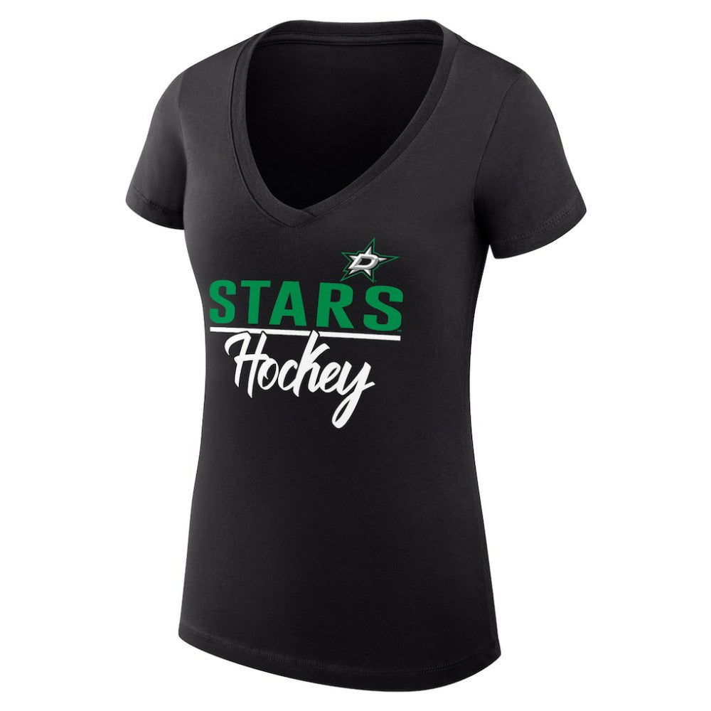Dallas Stars - G-III 4Her by Carl Banks Women's Super-Slim Fit Lightweight Graphic V-Neck T-Shirt Black